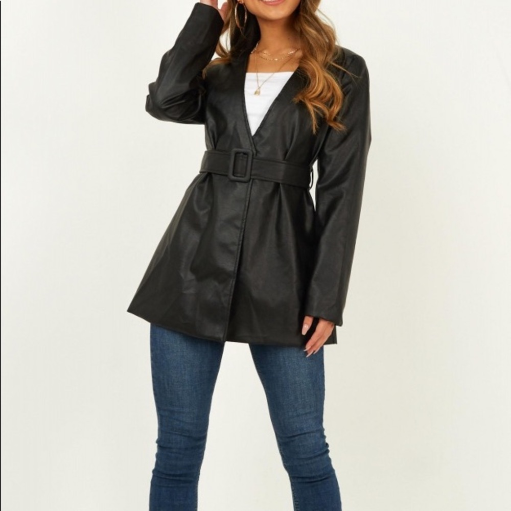Showpo black leather blazer